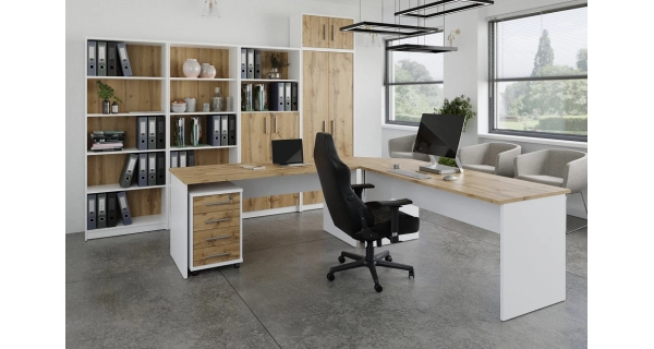 Stůl jednací NEJBY GIANNI, bílá/dub wotan