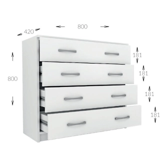 Šuplíková komoda ELIGIO, bílá