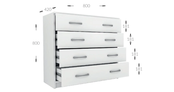 Šuplíková komoda ELIGIO, bílá