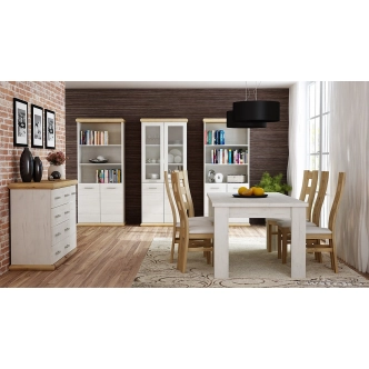 Šuplíková komoda GIROLAMO 5S, dub divoký/jasan bílý