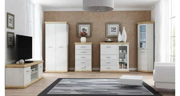 Šuplíková komoda GIROLAMO 5S, dub divoký/jasan bílý