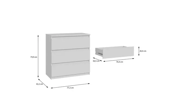 Šuplíková komoda HALTO, bílá