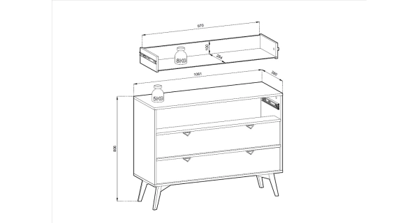 Šuplíková komoda LOIS, eukalypt