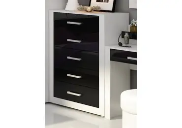Šuplíková komoda MOLTENO, bílá/černý lesk