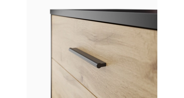 Šuplíková komoda NEJBY GIANNI, černá/dub wotan