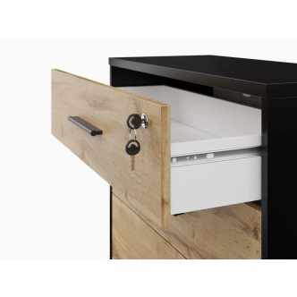 Šuplíková komoda NEJBY GIANNI, černá/dub wotan