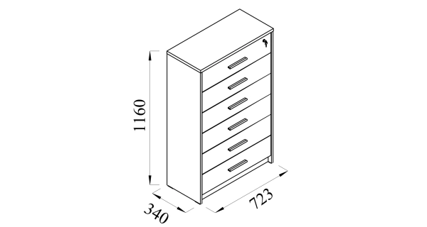 Šuplíková komoda NEJBY GIANNI, černá/dub wotan