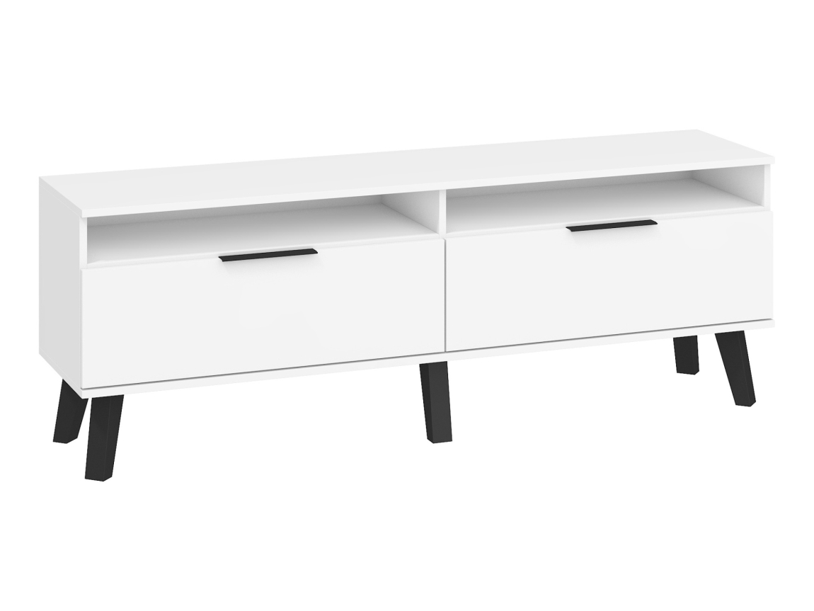 Televizní stolek OSMAK 2D, bílá/bílý lesk, 5 let záruka