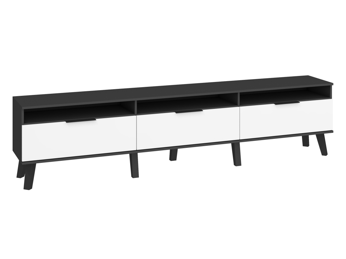 Televizní stolek OSMAK 3D, černá/bílý lesk, 5 let záruka