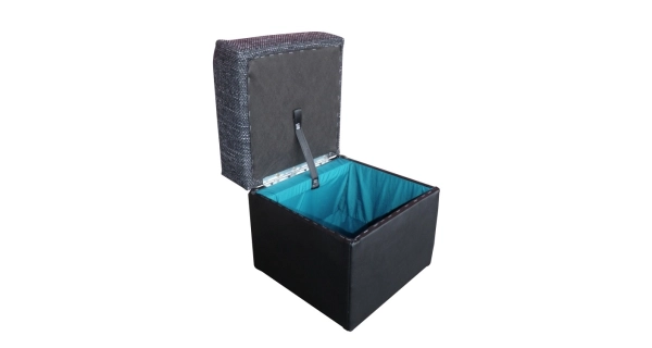 Taburet ARCHUN, černá látka/černá ekokůže