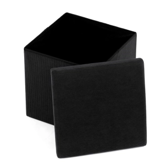 Taburet BELBELIV s úložným prostorem, černá manšestrová látka