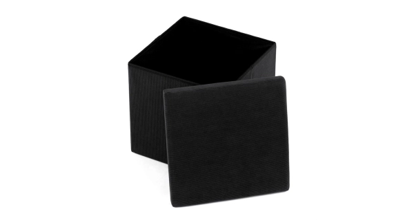 Taburet BELBELIV s úložným prostorem, černá manšestrová látka