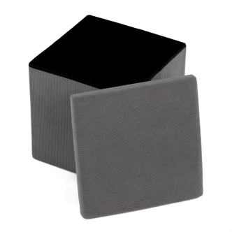 Taburet BELBELIV s úložným prostorem, šedá manšestrová látka