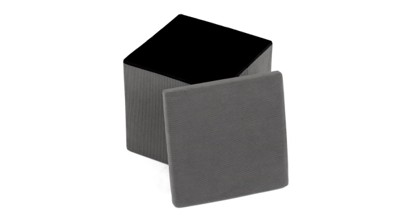 Taburet BELBELIV s úložným prostorem, šedá manšestrová látka