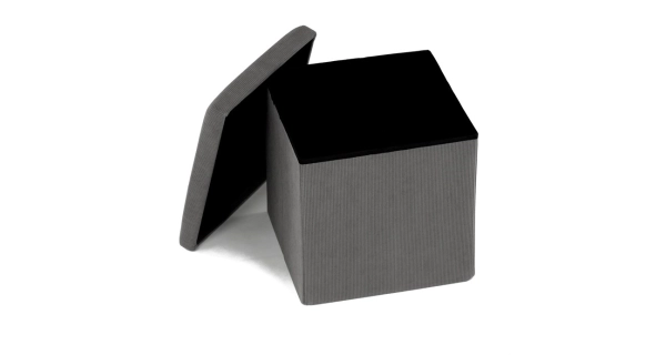 Taburet BELBELIV s úložným prostorem, šedá manšestrová látka