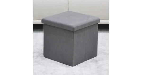 Taburet BELBELIV s úložným prostorem, šedá manšestrová látka