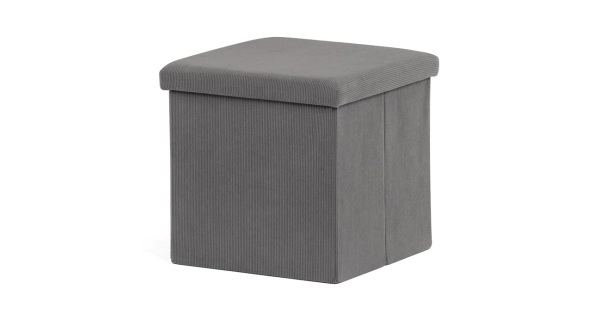 Taburet BELBELIV s úložným prostorem, šedá manšestrová látka