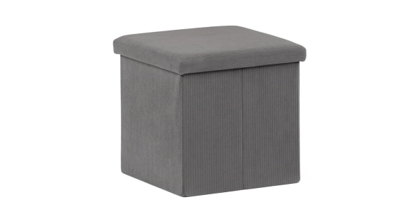 Taburet BELBELIV s úložným prostorem, šedá manšestrová látka