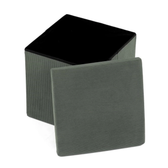 Taburet BELBELIV s úložným prostorem, zelená manšestrová látka