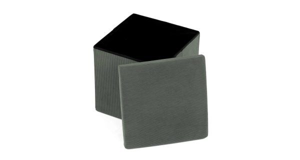 Taburet BELBELIV s úložným prostorem, zelená manšestrová látka