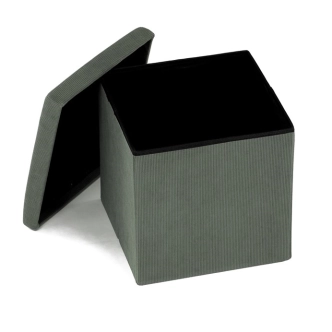 Taburet BELBELIV s úložným prostorem, zelená manšestrová látka