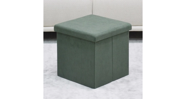 Taburet BELBELIV s úložným prostorem, zelená manšestrová látka