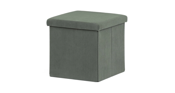 Taburet BELBELIV s úložným prostorem, zelená manšestrová látka