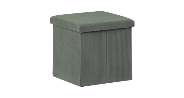 Taburet BELBELIV s úložným prostorem, zelená manšestrová látka