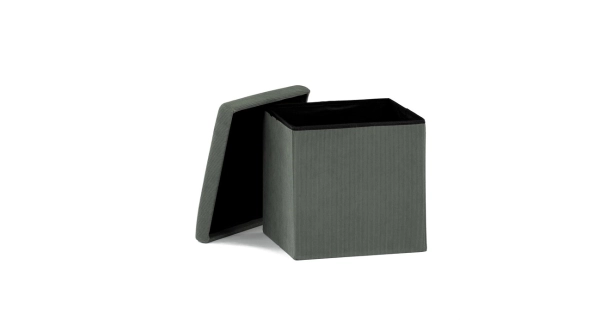 Taburet BELBELIV s úložným prostorem, zelená manšestrová látka