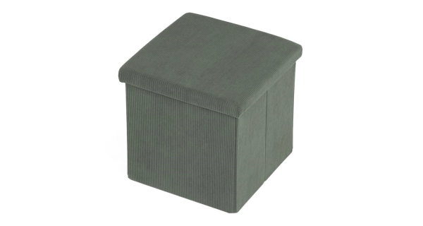 Taburet BELBELIV s úložným prostorem, zelená manšestrová látka