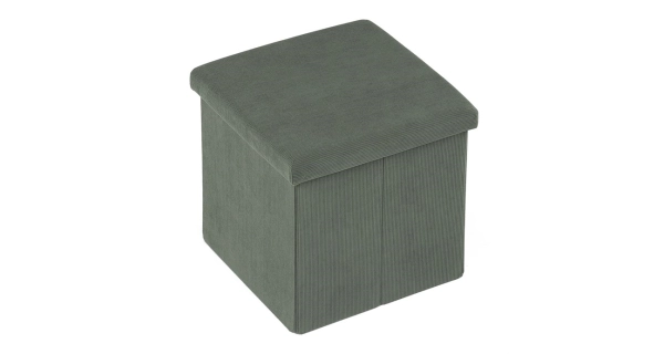 Taburet BELBELIV s úložným prostorem, zelená manšestrová látka