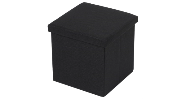 Taburet JORXERZAN s úložným prostorem, látka černá