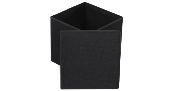 Taburet JORXERZAN s úložným prostorem, látka černá