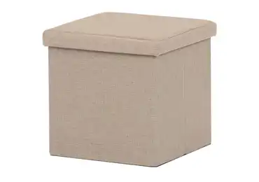 Taburet JORXERZAN s úložným prostorem, látka krémová