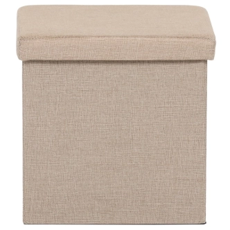 Taburet JORXERZAN s úložným prostorem, látka krémová