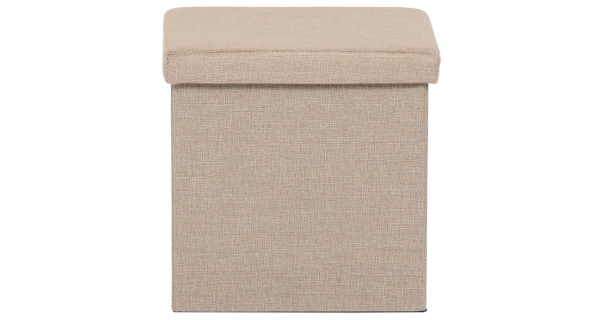 Taburet JORXERZAN s úložným prostorem, látka krémová