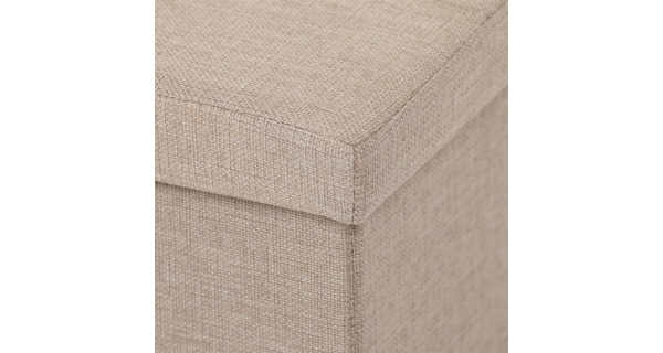 Taburet JORXERZAN s úložným prostorem, látka krémová