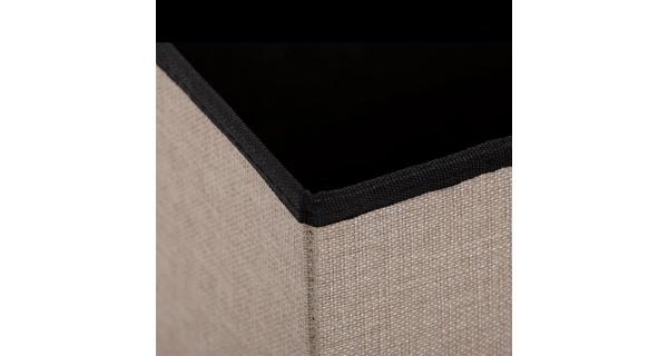 Taburet JORXERZAN s úložným prostorem, látka krémová