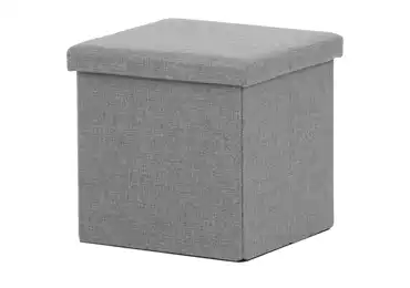 Taburet JORXERZAN s úložným prostorem, látka šedá