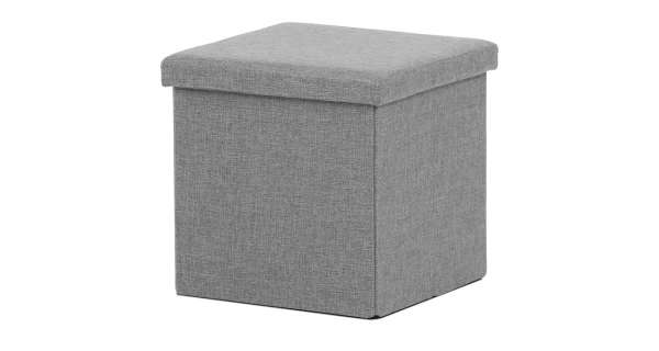 Taburet JORXERZAN s úložným prostorem, látka šedá