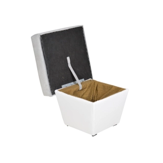 Taburet NEJBY WILUNA, látka šedá/bílá ekokůže