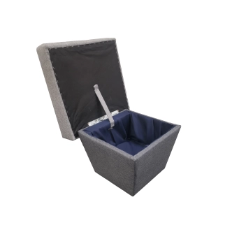 Taburet NEJBY WILUNA, látka světle šedá/tmavě šedá