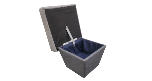 Taburet NEJBY WILUNA, látka světle šedá/tmavě šedá