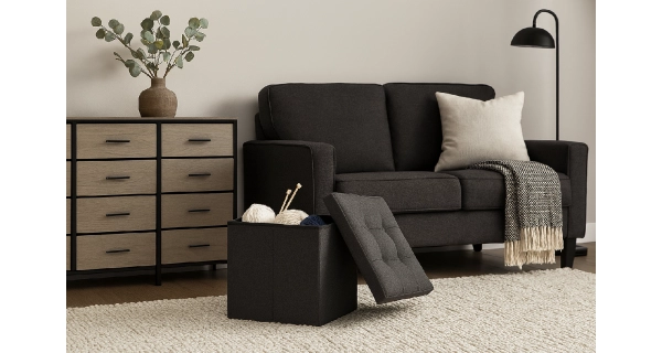 Taburet ORBO, šedá látka