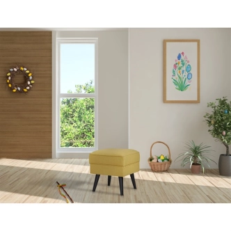 Taburet SARMORHAL, žlutá látka, nohy buk