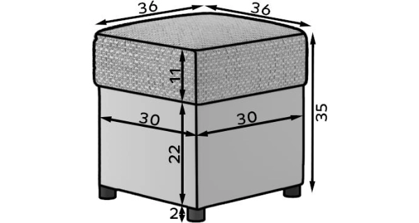 Taburet STRIATA 02, šedá látka/bílá ekokůže