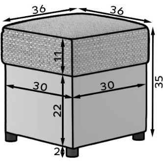 Taburet STRIATA 05, tmavě šedá látka/bílá ekokůže DOPRODEJ