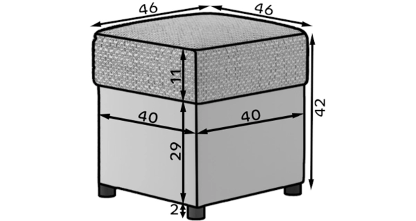Taburet STRIATA 46 x 46 cm, šedá látka/bílá ekokůže
