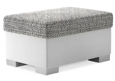 Taburet STRIATA 85 x 55 cm, šedá látka/bílá ekokůže