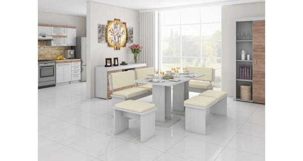 Taburet velký/lavice GURLAN, craft bílý/béžová ekokůže, 5 let záruka